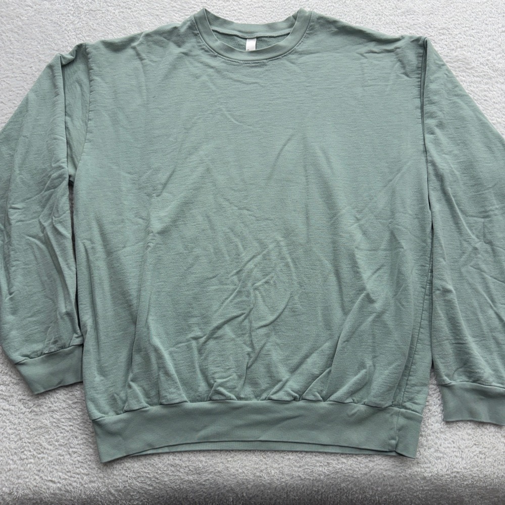 Los Angeles Apparel Mens L‎ Sage Green Crewneck Sweatshirt Heavy Cotton Made USA